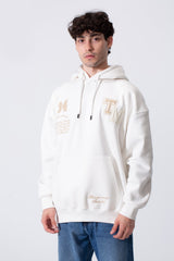 Men's Tomato Store Bold Raised Script Embroidery Double-Layer Hood Melton Oversize Sweatshirt