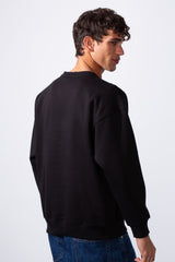 Men's Yes Print Oversize Round Neck Sweatshirt