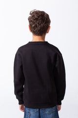 Boy's Front Yes Print Oversize Crew Neck Sweatshirt