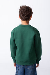 Boy's Front Yes Print Oversize Crew Neck Sweatshirt