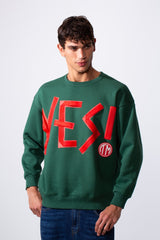 Men's Yes Print Oversize Round Neck Sweatshirt