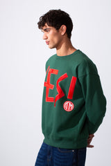 Men's Yes Print Oversize Round Neck Sweatshirt