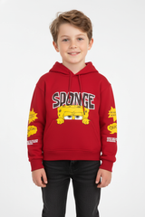 Boy's Tomato Store Bold Graphics Playful SpongeBob Design Kangaroo Pocket Oversize Sweatshirt