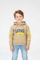 Boy's Tomato Store Bold Graphics Playful SpongeBob Design Kangaroo Pocket Oversize Sweatshirt