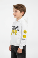 Boy's Tomato Store Bold Graphics Playful SpongeBob Design Kangaroo Pocket Oversize Sweatshirt