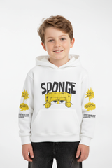 Boy's Tomato Store Bold Graphics Playful SpongeBob Design Kangaroo Pocket Oversize Sweatshirt