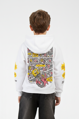 Boy's Tomato Store Bold Graphics Playful SpongeBob Design Kangaroo Pocket Oversize Sweatshirt