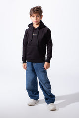 Boy's Melton Oversize Back Graphic Print Hooded Sweatshirt