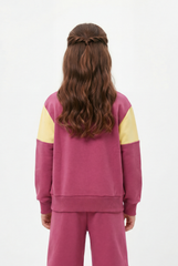 Girl's Two-Piece Set Vibrant Color Block Design Crew Neck Playful Graphic Print Cozy Warmth Trendy Slim Fit Melton Outfit