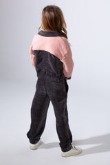 Girl's Two-Pieces With Mix Textured Fabric Classics Collar Button Down Two Chest Pockets Trendy Layered Modern Outfit