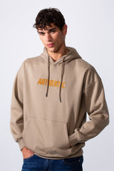 Men's Oversized Melton Printed Hood Sweatshirt