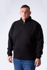 Men's Quarter Zip With High Neck Pasic Design Long Sleeve Daily Wear Knit Versatile Big Size Sweatshirt