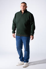 Men's Quarter Zip With High Neck Pasic Design Long Sleeve Daily Wear Knit Versatile Big Size Sweatshirt