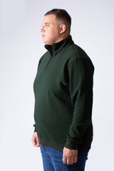 Men's Quarter Zip With High Neck Pasic Design Long Sleeve Daily Wear Knit Versatile Big Size Sweatshirt