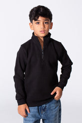 Boy's Quarter-Zip Mock Neck Sweatshirt Detailed Tomato Store With Elasticated Cuffs And Ham