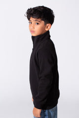 Boy's Quarter-Zip Mock Neck Sweatshirt Detailed Tomato Store With Elasticated Cuffs And Ham