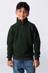 Boy's Quarter-Zip Mock Neck Sweatshirt Detailed Tomato Store With Elasticated Cuffs And Ham