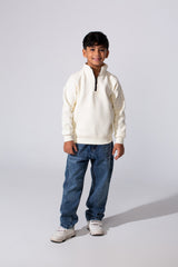 Boy's Quarter-Zip Mock Neck Sweatshirt Detailed Tomato Store With Elasticated Cuffs And Ham