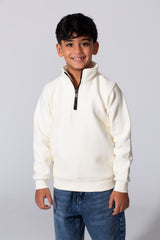 Boy's Quarter-Zip Mock Neck Sweatshirt Detailed Tomato Store With Elasticated Cuffs And Ham