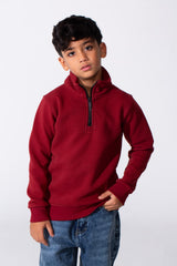 Boy's Quarter-Zip Mock Neck Sweatshirt Detailed Tomato Store With Elasticated Cuffs And Ham