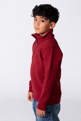 Boy's Quarter-Zip Mock Neck Sweatshirt Detailed Tomato Store With Elasticated Cuffs And Ham