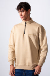 Men's Half Zip Regular Fit Text Print Melton Sweatshirt
