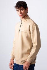 Men's Half Zip Regular Fit Text Print Melton Sweatshirt