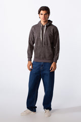 Men's Tonal Abstract Line Print Slim Fit Hood Sweatshirt