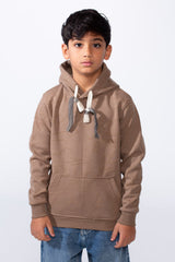 Boy’s Abstract Scribble Print Long Sleeves Slim Fit Hood Sweatshirt