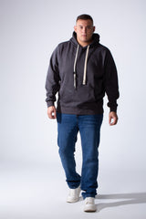 Men's Long Sleeve With Unique Marble Pattern Front Kangaroo Pocket Comfortable Big Size Hooded Sweatshirt