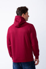 Men's Kangaroo Pockets Bold Text Chest Print Long Sleeves Slim Fit Hooded Daily Wear Comfy Sweatshirt