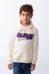 Boy's Drawstring Hood Front Kangaroo Pockets Bold Graphic Text Print Everyday Practicality Modern Sweatshirt