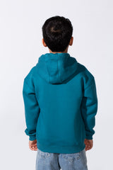 Boy's Long Sleeve Kangaroo Pocket With Front Letter Print Oversize Soft Melton Fabric For Relaxed Fit Everyday Wear Hooded Sweatshirt