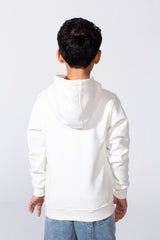Boy's Long Sleeve Kangaroo Pocket With Front Letter Print Oversize Soft Melton Fabric For Relaxed Fit Everyday Wear Hooded Sweatshirt