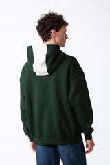 Men's Varsity Inspired Quarter Zip Bold Color Blocked Design Collegiate Style Graphics Mock-Neck Hood Kangaroo Pocket Over Sized Sweatshirt