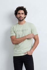 Men’s Tomato Store Quiet Rage T-Shirt Tonal Angry Chest Typography Sketch Fill Graphic Plain Dyed Surface Regular Fit Summer Melton