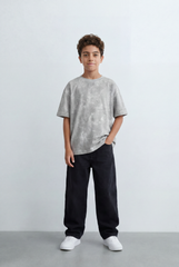 Boy's Tomato Store Cloud Wash Oversized T-Shirt Tonal Marble Fade Texture Relaxed Drop Shoulder Fit