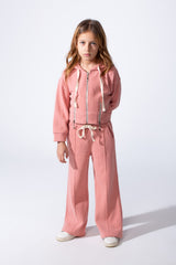 Girl's Two-Piece Tomato Store Set Cropped Zip-Up Modern Streetwear Edge Long Sleeve Slim Fit Outfit