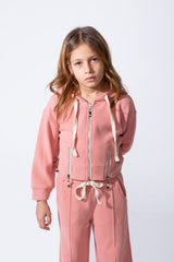 Girl's Two-Piece Tomato Store Set Cropped Zip-Up Modern Streetwear Edge Long Sleeve Slim Fit Outfit