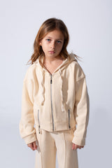 Girl's Two-Piece Tomato Store Set Cropped Zip-Up Modern Streetwear Edge Long Sleeve Slim Fit Outfit