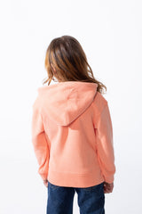 Girl's Crossover Hood Playful Embroidery Along Hem Asymmetrical Split Hem Provides Layered Look Slim Fit Sweatshirt