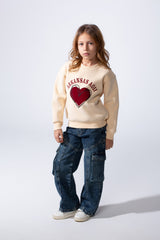 Girl's Heart Graphic Tomato Store Slim Fit Sweatshirt Long Sleeves With Crew Neck