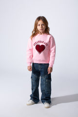 Girl's Heart Graphic Tomato Store Slim Fit Sweatshirt Long Sleeves With Crew Neck
