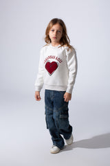 Girl's Heart Graphic Tomato Store Slim Fit Sweatshirt Long Sleeves With Crew Neck