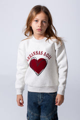 Girl's Heart Graphic Tomato Store Slim Fit Sweatshirt Long Sleeves With Crew Neck