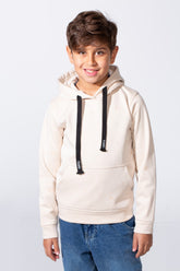 Boy's Long Sleeve With Dot Pattern Kangaroo Front Pockets Casual Hood Sweatshirt