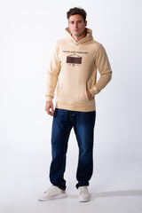 Men's Long Sleeves Kangaroo Pockets Detailed With Graphic Print And Text Everyday Style Melton slim Fit Sweatshirt