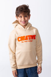 Boy's Slim Fit Melton Creative Print Hooded Sweatshirt