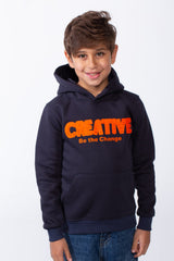 Boy's Slim Fit Melton Creative Print Hooded Sweatshirt