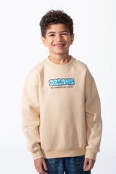 Boy's Comfortable Crew Neckline Dropped Shoulders Vibrant Cyan Bubble Graphic Oversize Sweatshirt